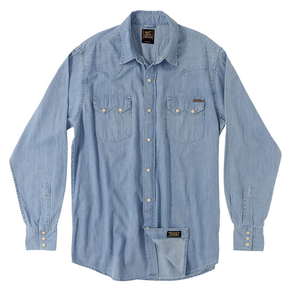 Long Sleeve Sawtooth Pocket 6.5 Denim Western Shirt - Light Stone Wash