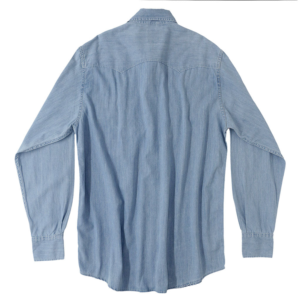 Long Sleeve Sawtooth Pocket 6.5 Denim Western Shirt - Light Stone Wash