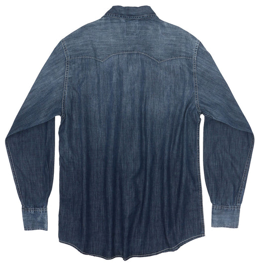 Long Sleeve Sawtooth Pocket 6.5 Denim Western Shirt - SB Dark Indigo