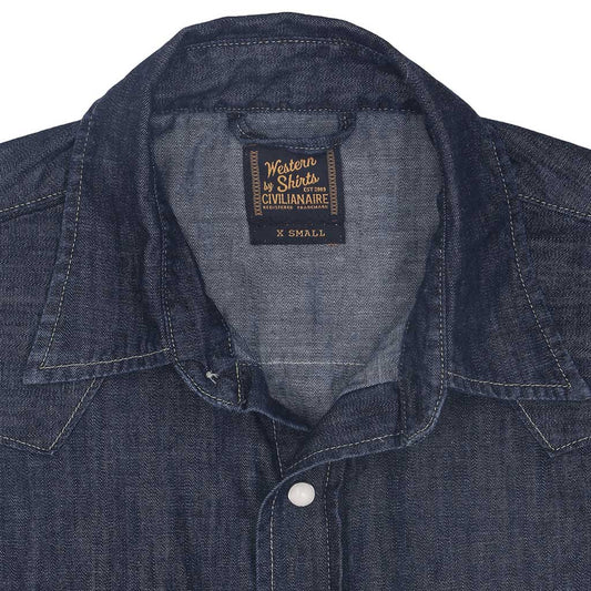 Long Sleeve Sawtooth Pocket 6.5 Denim Western Shirt - Dark Stone Wash #S010