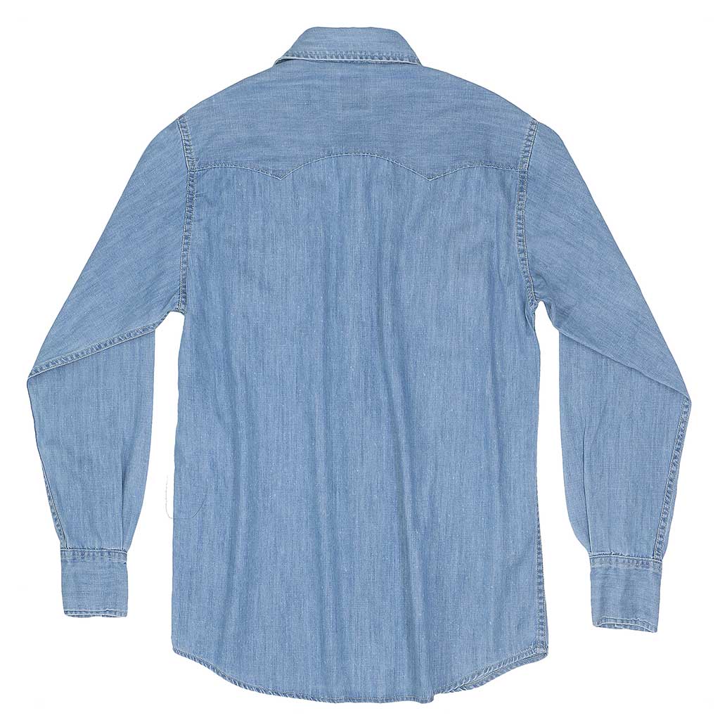 Long Sleeve Sawtooth Pocket 6.5 Denim Western Shirt - Light Stone Wash #S012