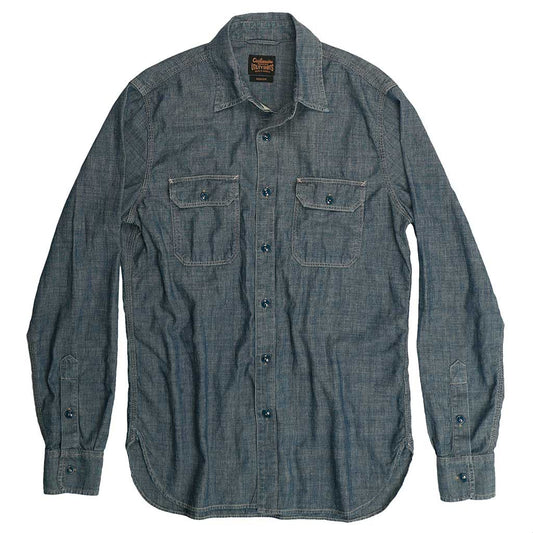 Long Sleeve Notch Flap 6 oz Chambray Shirt - Indigo Chambray IN05