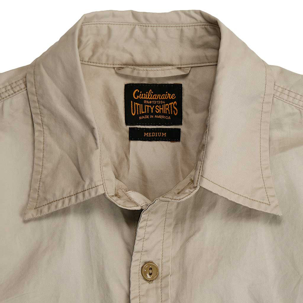 Long Sleeve 2 Pocket Notch Flap Shirt Light Twill - Khaki