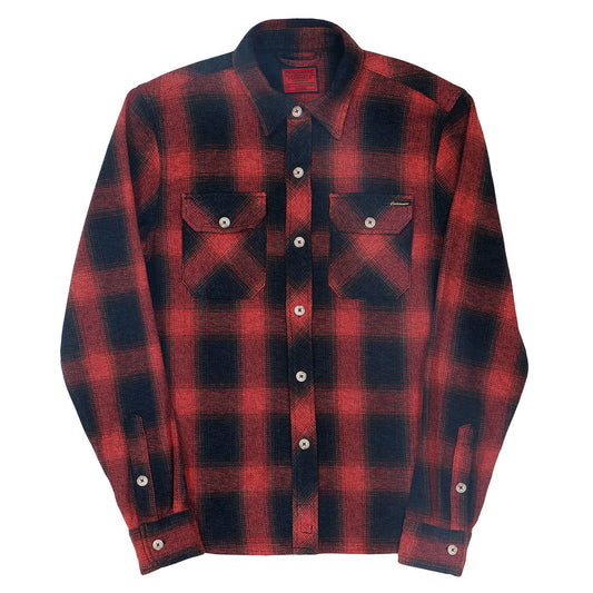Long Sleeve 2 Notch Flap Pocket Shirt / JAPANESE COTTON Flannel - Red/Black
