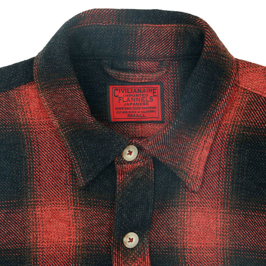 Long Sleeve 2 Notch Flap Pocket Shirt / JAPANESE COTTON Flannel - Red/Black