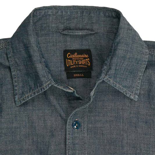 Long Sleeve 2 Pocket Chambray Workwear Shirt - Indigo