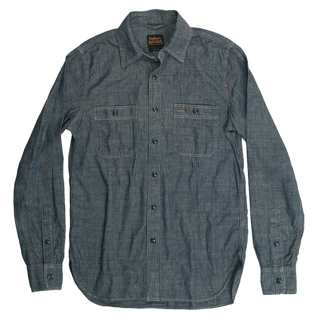 Long Sleeve 2 Pocket Chambray Workwear Shirt - Indigo