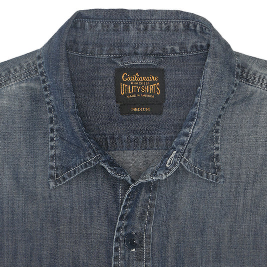 Long Sleeve Notch Flap Shirt 6 oz. Denim - SB Dark Indigo