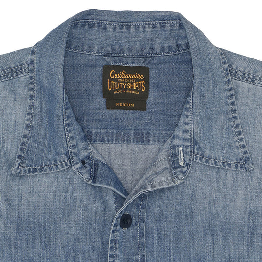 Long Sleeve Notch Flap Shirt 6 oz. Denim - SB Medium Indigo