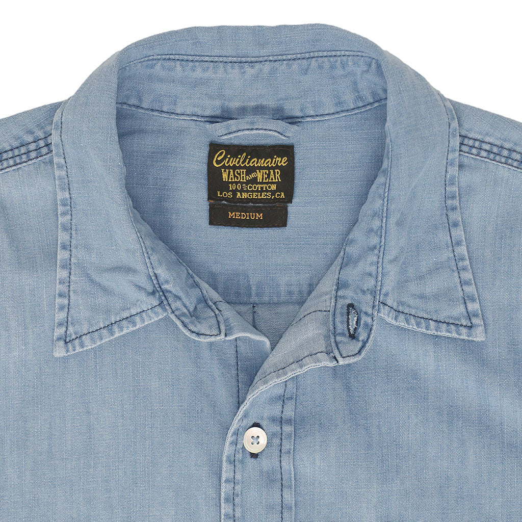 Long Sleeve 1 Pocket Shirt 6.5 oz. Denim - Light Stone Wash
