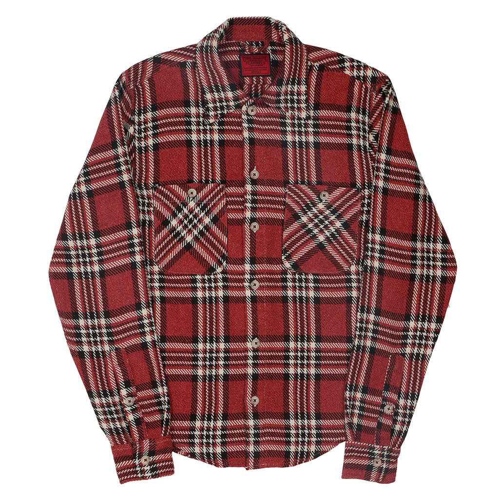 Long Sleeve 2 Pocket Shirt / JAPANESE COTTON Flannel - Red/White