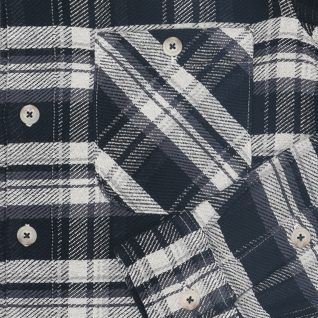 Long Sleeve 2 Pocket Shirt / JAPANESE COTTON Flannel - Black/White