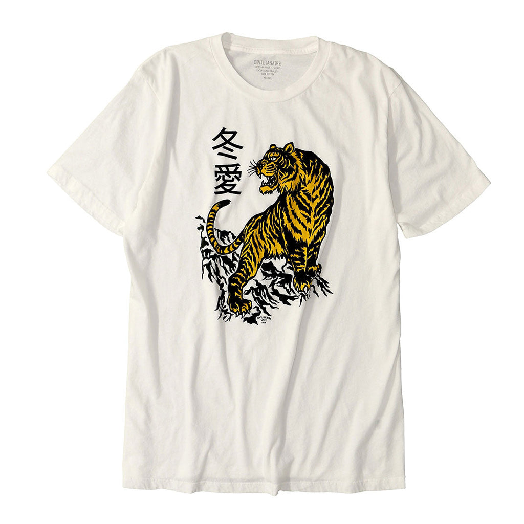 "Winter Love Tiger" Tee - Natural White