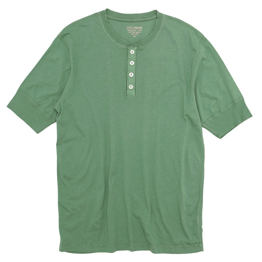 Sleeve Banded Henley - Cotton - Sage Leaves