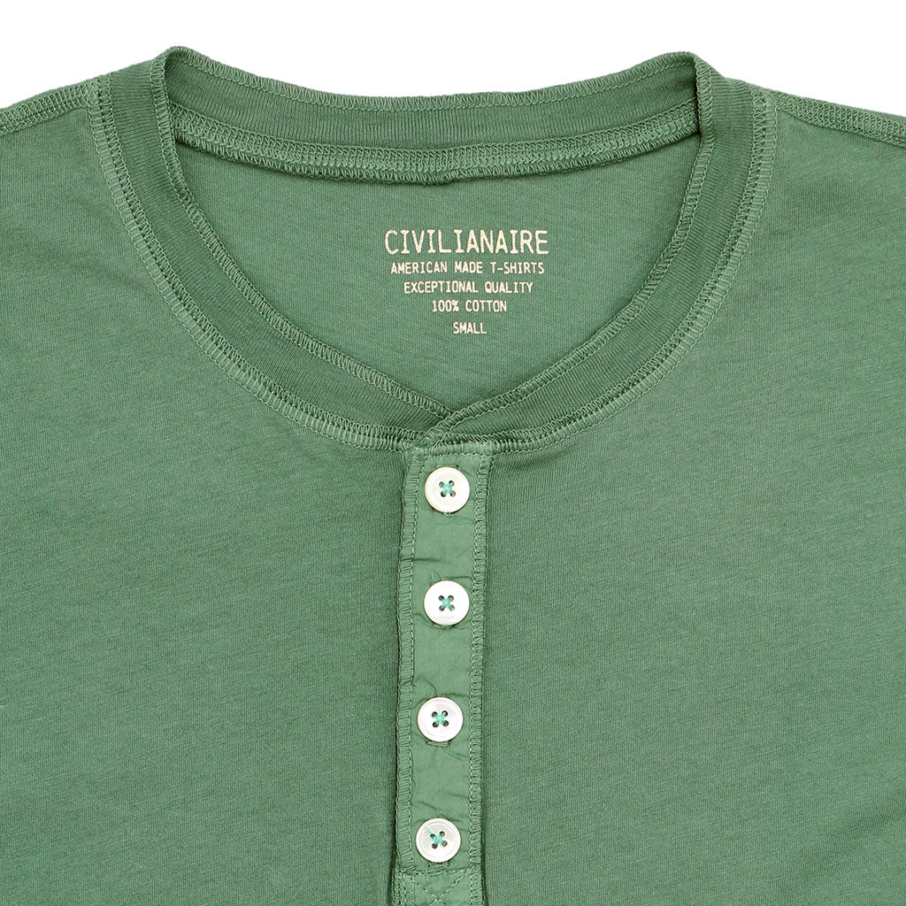 Sleeve Banded Henley - Cotton - Sage Leaves
