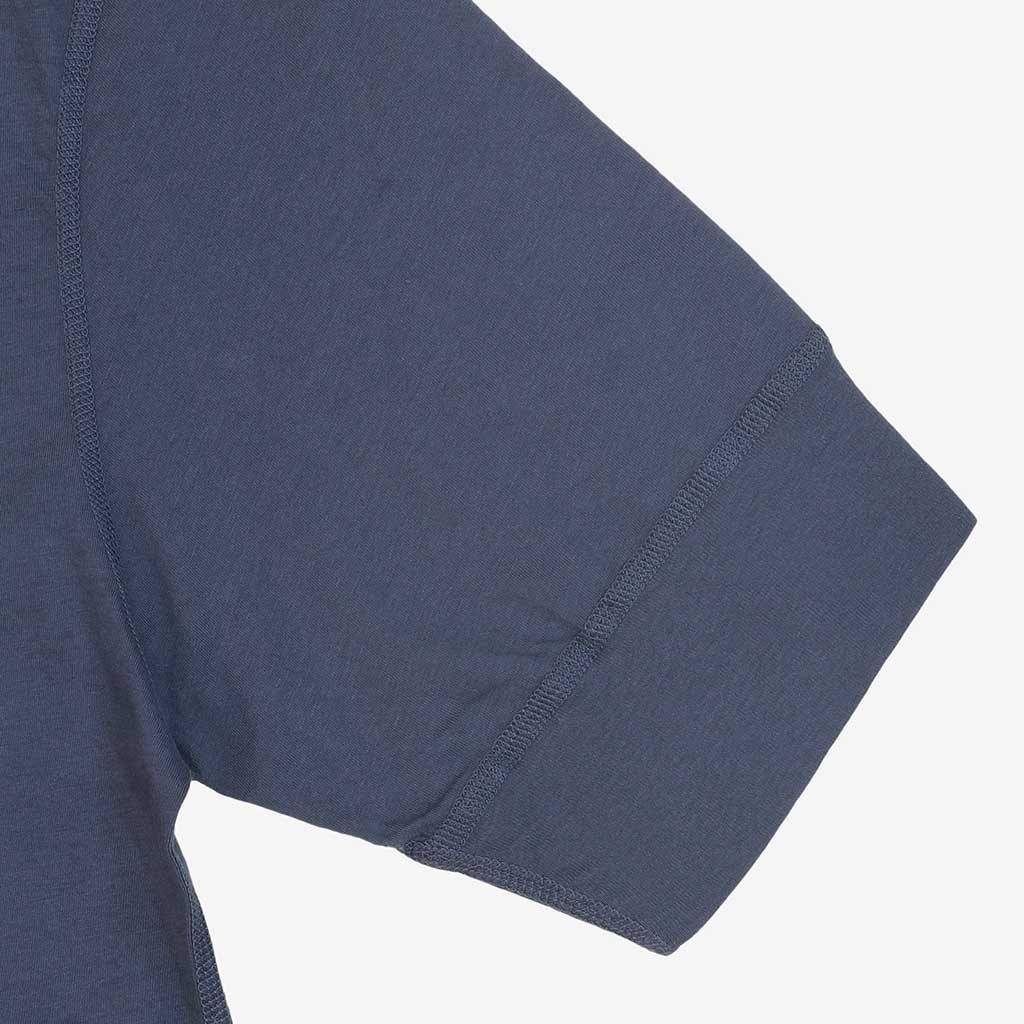 Short Sleeve Banded Henley - Cotton - Dk Slate Blue
