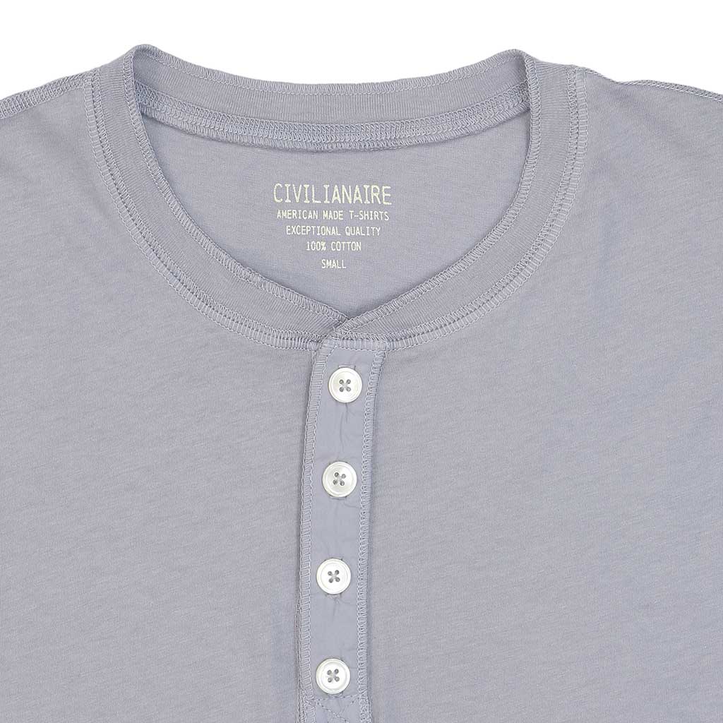 Short Sleeve Banded Henley - Cotton - Iron