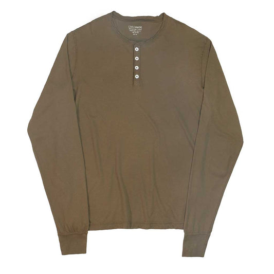 Long Sleeve Cotton Banded Henley - Soft Oak