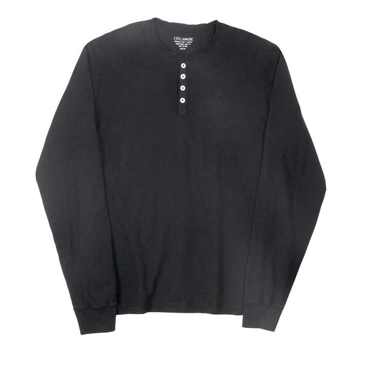 Long Sleeve Heavy Henley - Jet Black