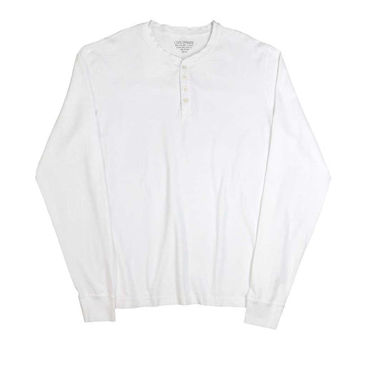 Long Sleeve Heavy Henley - White