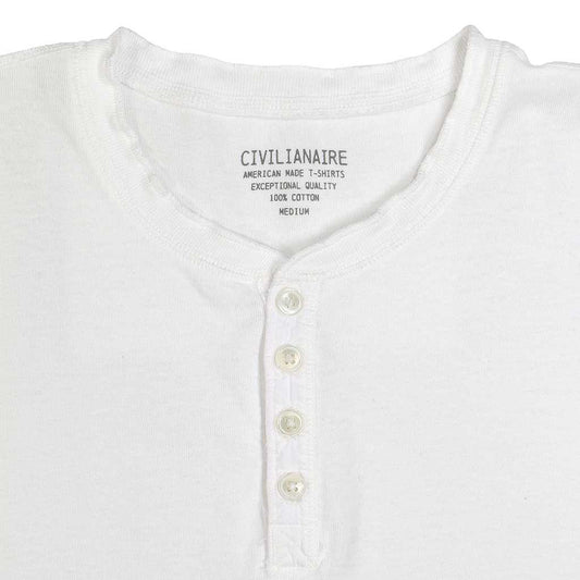 Long Sleeve Heavy Henley - White