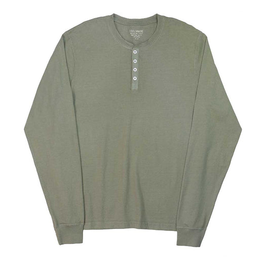 Long Sleeve Heavy Henley - Dark Celadon
