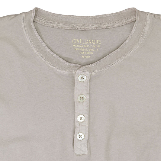 Long Sleeve Cotton Banded Henley - Stone Age