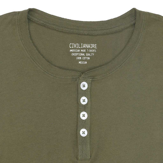 Long Sleeve Cotton Banded Henley - Elmwood