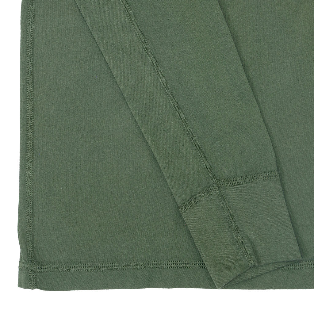Long Sleeve Cotton Banded Henley - Old Olive