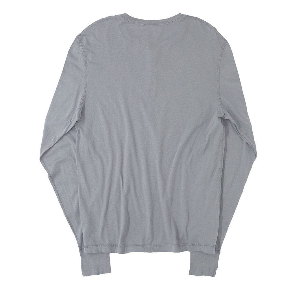 Long Sleeve Cotton Banded Henley - Iron