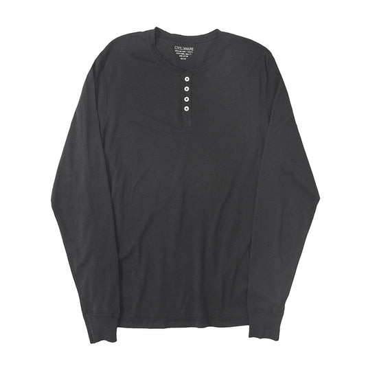 Long Sleeve Cotton Banded Henley - Sharp