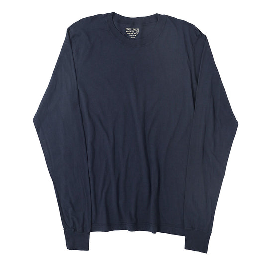 Long Sleeve Crew Neck Cotton Tee - Dk Slate Blue #4405