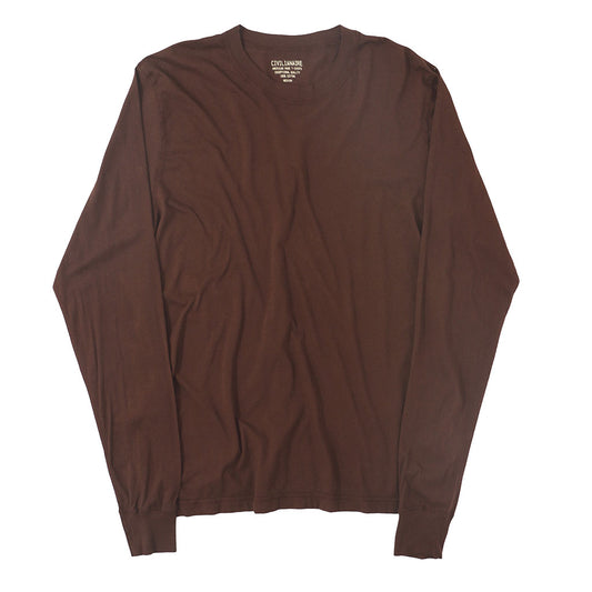 Long Sleeve Crew Neck Cotton Tee - Deep Burgundy #6152