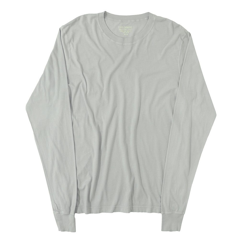 Long Sleeve Crew Neck Cotton Tee - Frost #9051