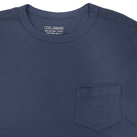 Crew Neck Short Sleeve 1 Pocket Tee - Dark Slate Blue