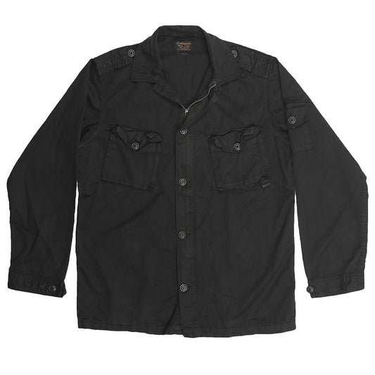 Men's 3 Pocket Herringbone Cotton Officer Jacket - Black