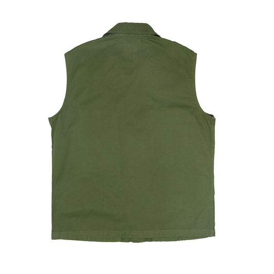 4 Pocket Twill Cotton Officer Zip Vest - Old Olive