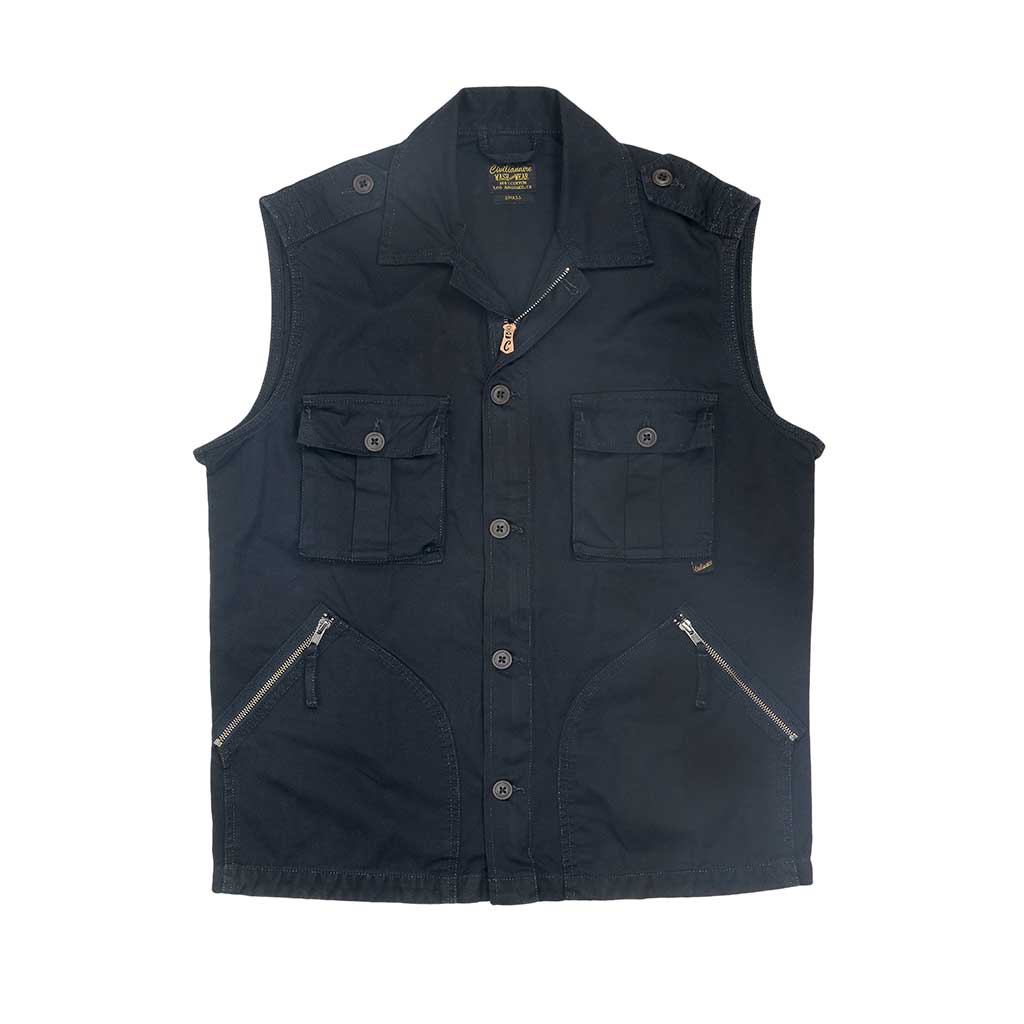 4 Pocket Twill Cotton Officer Zip Vest - Sharp