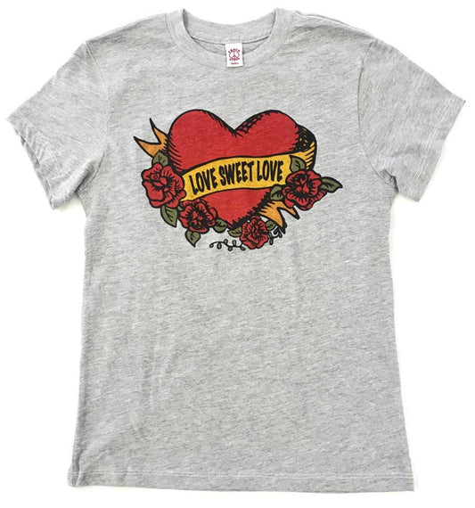 "Peace Store" Sweet Love Tattoo Tee - Heather Grey Jersey