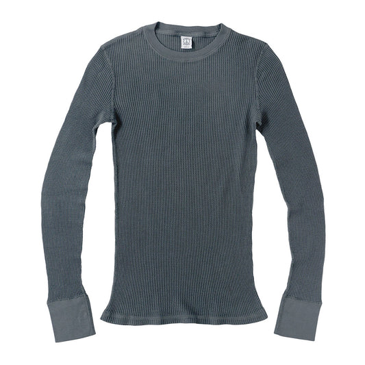 "Peace Store" Long Sleeve Thermal Cotton Banded Crew Neck - Shadow