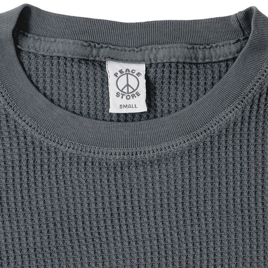"Peace Store" Long Sleeve Thermal Cotton Banded Crew Neck - Shadow