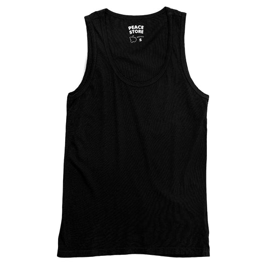 "Peace Store" Cotton Tank Top - Black