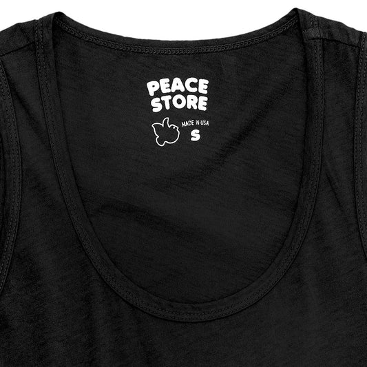 "Peace Store" Cotton Tank Top - Black