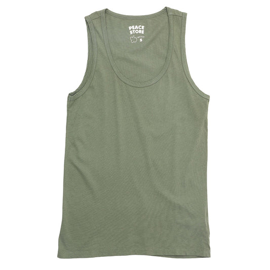 "Peace Store" Cotton Tank Top - Celadon