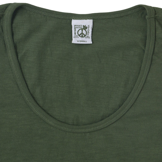 "Peace Store" Cotton Tank Top - Old Olive