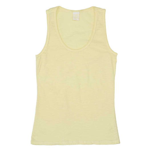 "Peace Store" Cotton Tank Top - LT Soft Lemon Yellow
