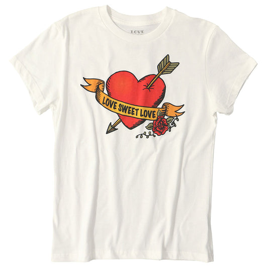 LOVE SWEET LOVE "BRAVE LOVE" Short Sleeve Crew Neck - #1052 White Natural