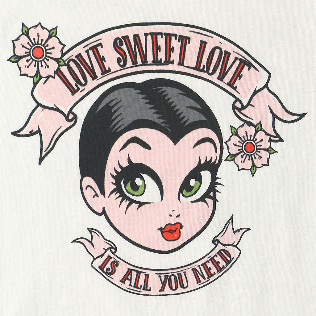 LOVE SWEET LOVE "ALL YOU NEED" SHORT SLEEVE Crew Neck - #1052 White NATURAL