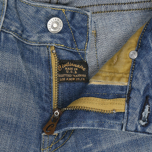 Women's 11 oz Gold Selvage Denim Super Slim Stretch Jean - Worn Thru Indigo