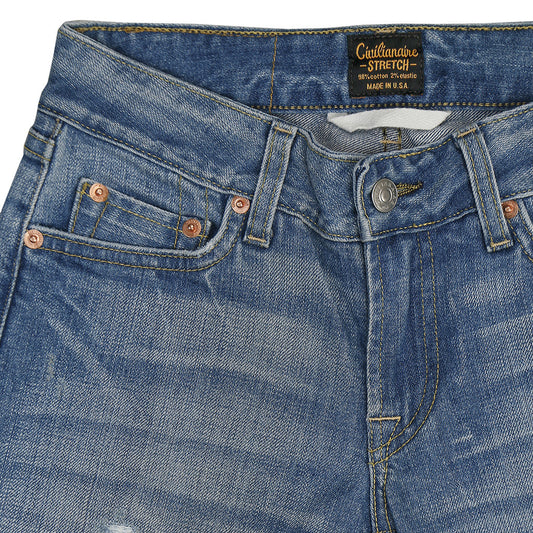 Women's 11 oz Gold Selvage Denim Super Slim Stretch Jean - Worn Thru Indigo